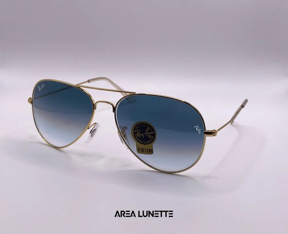 Lunettes RAYBAN AVIATOR BLEU & DORÉ RB-1052 Packaging normale