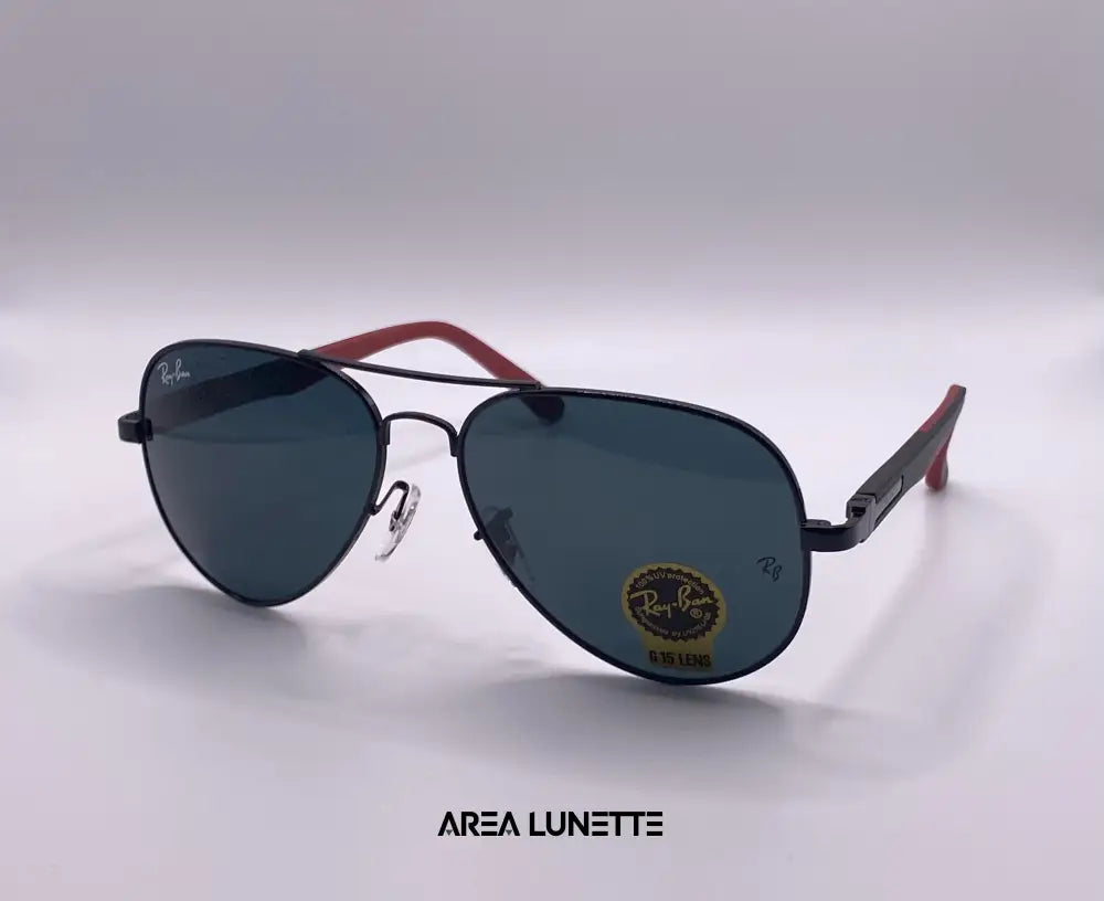 Lunettes RAYBAN AVIATOR NOIR & ROUGE RB-1057 Packaging normale