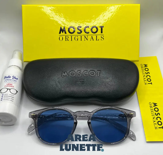 Lunettes MOSCOT BLEU & GRIS-TRANSPARENT MS-1074 Boîte de marque